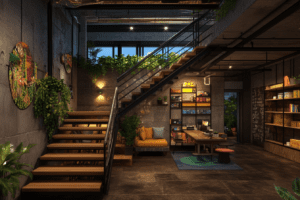 Лестница на металлическом каркасе с дубовыми ступенями: ваш идеальный выбор для стильного и прочного интерьера в Уфе от ZMK-Zenit